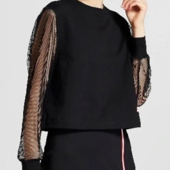 Hunter for Target Tops - HUNTER for TARGET Women's Black Mesh Long Sleeve Sweatshirt - Size Large